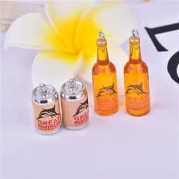 10pcs/pack 3D Shark Beer Bottle Alcohol Cans Drink Resin Beer Charms Earring Keychain Jewelry Making