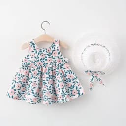 2Piece Summer Newborn Dresses Toddler Clothes Korean Cute Bow Flowers Beach Infant Princess Dress Baby Girl Clothing Set BC252