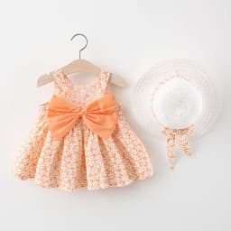 2Piece Summer Newborn Dresses Toddler Clothes Korean Cute Bow Flowers Beach Infant Princess Dress Baby Girl Clothing Set BC252