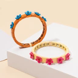 New Fashion Flower Charms Bracelets Bohemian Colorful Beads Elastic Bracelets Rainbow Color Bohe Couple Bangle For Women