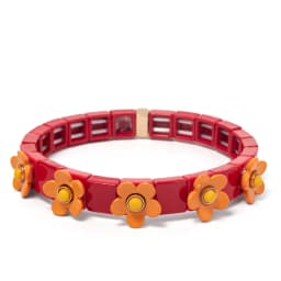 New Fashion Flower Charms Bracelets Bohemian Colorful Beads Elastic Bracelets Rainbow Color Bohe Couple Bangle For Women
