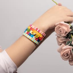 New Fashion Flower Charms Bracelets Bohemian Colorful Beads Elastic Bracelets Rainbow Color Bohe Couple Bangle For Women