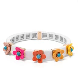 New Fashion Flower Charms Bracelets Bohemian Colorful Beads Elastic Bracelets Rainbow Color Bohe Couple Bangle For Women