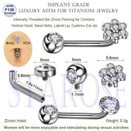 Starose Implant Grade ASTM F136 Titanium Dermal Piercing Female VCH Piercing Ornament Vertical Clitoral Hood Belly Eyebrow Ring