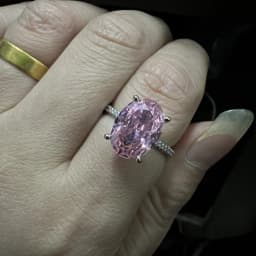 Bright Oval 6ct Lab Pink Diamond Ring 925 Sterling Silver Party Wedding Band Rings for Women Bridal Engagement Jewelry Gift