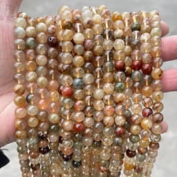 Natural Mixed Rutilated Quartz Beads Round Loose Spacer Colorful Hair Crystal Stone For Jewelry Making Diy Bracelet Accessories