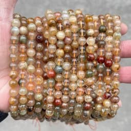 Natural Mixed Rutilated Quartz Beads Round Loose Spacer Colorful Hair Crystal Stone For Jewelry Making Diy Bracelet Accessories
