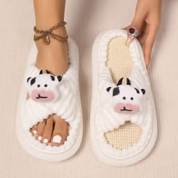 2024 Autumn Winter New Women Home Slippers Open-Toe Cross Band Linen Soled Indoor Slides Linen Soled Non-Slip Bathroom Slippers
