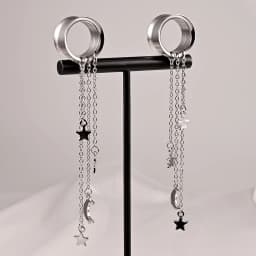 Doearko 2pcs Stainless Steel Chain Tassel Dangle Resin Ear Plugs And Tunnels Body Piercing Jewelry Ear Gauges Expander