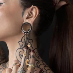 Doearko 2pcs Stainless Steel Chain Tassel Dangle Resin Ear Plugs And Tunnels Body Piercing Jewelry Ear Gauges Expander