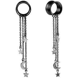 Doearko 2pcs Stainless Steel Chain Tassel Dangle Resin Ear Plugs And Tunnels Body Piercing Jewelry Ear Gauges Expander