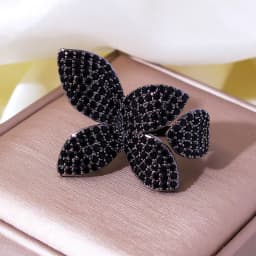 New Fashion Luxury Cubic Zirconia Women's Rings Oversized Butterfly Flower Rings for Women Open Resizable Female Engagement Ring