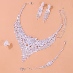 Stonefans Luxury Indian Bridal Jewelry Sets Women Accessories Fashion Tassel Rhinestone Necklace Earrings Sets Wedding Jewelry