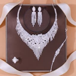 Stonefans Luxury Indian Bridal Jewelry Sets Women Accessories Fashion Tassel Rhinestone Necklace Earrings Sets Wedding Jewelry