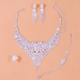 Stonefans Luxury Indian Bridal Jewelry Sets Women Accessories Fashion Tassel Rhinestone Necklace Earrings Sets Wedding Jewelry