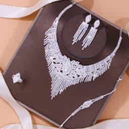 Stonefans Luxury Indian Bridal Jewelry Sets Women Accessories Fashion Tassel Rhinestone Necklace Earrings Sets Wedding Jewelry