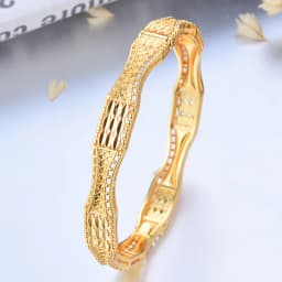 Round Flower Shape Gold Color Bangles for Women Men Algerian Wedding Bracelets 2.36 Long Chain French Jewelry