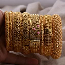 Round Flower Shape Gold Color Bangles for Women Men Algerian Wedding Bracelets 2.36 Long Chain French Jewelry