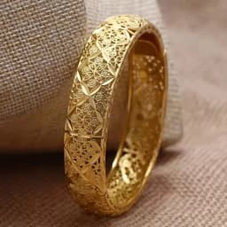 Round Flower Shape Gold Color Bangles for Women Men Algerian Wedding Bracelets 2.36 Long Chain French Jewelry