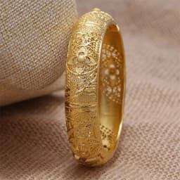 Round Flower Shape Gold Color Bangles for Women Men Algerian Wedding Bracelets 2.36 Long Chain French Jewelry