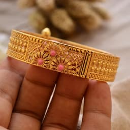 Round Flower Shape Gold Color Bangles for Women Men Algerian Wedding Bracelets 2.36 Long Chain French Jewelry