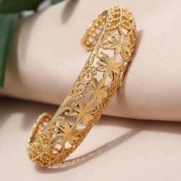 Round Flower Shape Gold Color Bangles for Women Men Algerian Wedding Bracelets 2.36 Long Chain French Jewelry