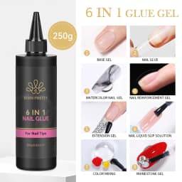 BORN PRETTY 250g 6 IN 1 Glue Gel Nail Polish Keep Nail C Arc Enhanced Nail Art Thickness Rubber Base Gel Super Bright Top Coat