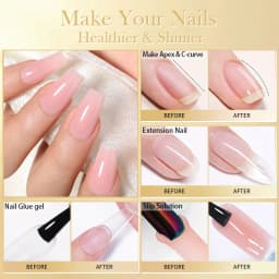 BORN PRETTY 250g 6 IN 1 Glue Gel Nail Polish Keep Nail C Arc Enhanced Nail Art Thickness Rubber Base Gel Super Bright Top Coat