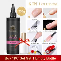BORN PRETTY 250g 6 IN 1 Glue Gel Nail Polish Keep Nail C Arc Enhanced Nail Art Thickness Rubber Base Gel Super Bright Top Coat