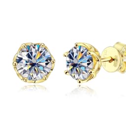 JoyceJelly 1/2/4CT D Color Moissanite Diamond Stud Earrings S925 Sterling Silver Plated 18K Gold Ear-studs Luxury Fine Jewelry