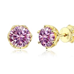 JoyceJelly 1/2/4CT D Color Moissanite Diamond Stud Earrings S925 Sterling Silver Plated 18K Gold Ear-studs Luxury Fine Jewelry