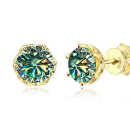 JoyceJelly 1/2/4CT D Color Moissanite Diamond Stud Earrings S925 Sterling Silver Plated 18K Gold Ear-studs Luxury Fine Jewelry