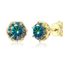 JoyceJelly 1/2/4CT D Color Moissanite Diamond Stud Earrings S925 Sterling Silver Plated 18K Gold Ear-studs Luxury Fine Jewelry