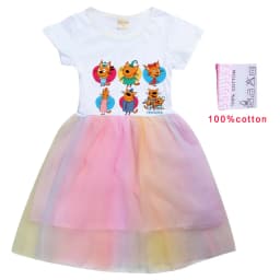 Russian Cartoon Happy Cats TpnkoTa Costume Kids Anime Three Little Kittens Clothes Kid-e-cats Dress Girls Summer Casual Dresses