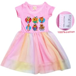 Russian Cartoon Happy Cats TpnkoTa Costume Kids Anime Three Little Kittens Clothes Kid-e-cats Dress Girls Summer Casual Dresses