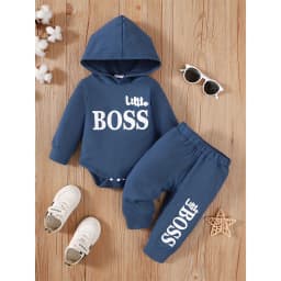 3-24 Months Newborn Baby Boy Clothing Suit Long Sleeve Hooded Romper+Pants Spring&Autumn Sports Style Toddler boy 2PCS Clothes