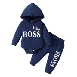 3-24 Months Newborn Baby Boy Clothing Suit Long Sleeve Hooded Romper+Pants Spring&Autumn Sports Style Toddler boy 2PCS Clothes