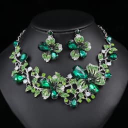 KMVEXO Bridal Bridesmaid Austrian Crystal Rhinestone Jewelry Sets Statement Choker Necklace Earrings Sets for Wedding Party Prom