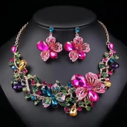 KMVEXO Bridal Bridesmaid Austrian Crystal Rhinestone Jewelry Sets Statement Choker Necklace Earrings Sets for Wedding Party Prom
