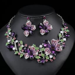 KMVEXO Bridal Bridesmaid Austrian Crystal Rhinestone Jewelry Sets Statement Choker Necklace Earrings Sets for Wedding Party Prom