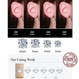 CWWZircons Genuine 100% Sterling Silver 925 Jewelry Certificate Brilliant Round CZ 0.8ct Stud Earrings for Women Girl Gift SE013