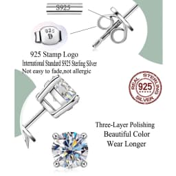 CWWZircons Genuine 100% Sterling Silver 925 Jewelry Certificate Brilliant Round CZ 0.8ct Stud Earrings for Women Girl Gift SE013