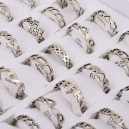 24 Pcs/Lot Stainless Steel Flower Heart Geometric Hollow Rings for Women Creative 2023 New Fashion Madam Jewelry Gift Wholesale
