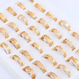 24 Pcs/Lot Stainless Steel Flower Heart Geometric Hollow Rings for Women Creative 2023 New Fashion Madam Jewelry Gift Wholesale