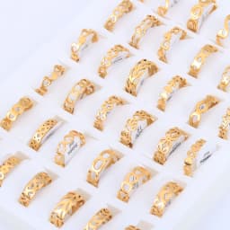 24 Pcs/Lot Stainless Steel Flower Heart Geometric Hollow Rings for Women Creative 2023 New Fashion Madam Jewelry Gift Wholesale