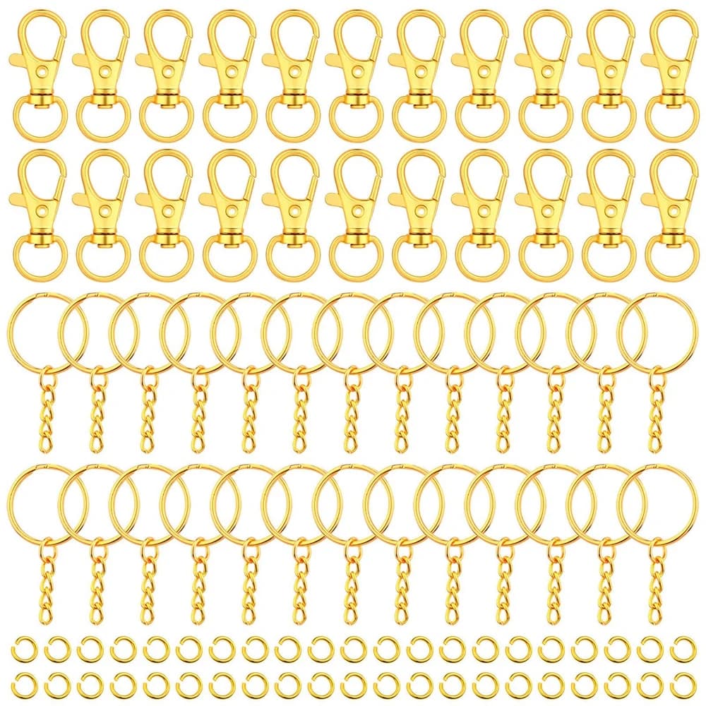 180PCS Key Chain Rings Pendants Keychain Hardware Key Hooks with Key Rings and Jump Ring DIY Crafts Keychain Making Supplies
