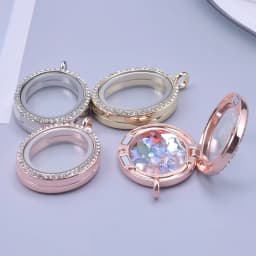 10Pcs/Lot Openable Round Living Reliquary Picture Locket Pendant Glass Floating Cremation Urn Medaillon Colgantes Jewelry Making
