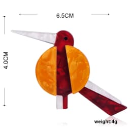 OI Cute Acrylic Orange Hummer Bird Brooches Handmade Harajuku Animal Corsage Pins Jewelry Women Kids Lapel Shirt Collar Clip