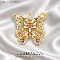 Detailed Golden Butterfly Pendant Brand New 925 Sterling Silver Jewelry Europe Accessorie Trendy Gift For Woman