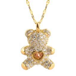 Flash Lovely Bear Pendant Necklaces for Women Golden Titanium Stainless Steel Neck Link Chain female Jewelry Gift